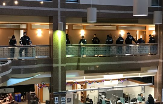 TPS Officers in Police Headquarters during TDSB Meeting