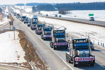 Truckers Convey on Route to Ottawa, 2021
